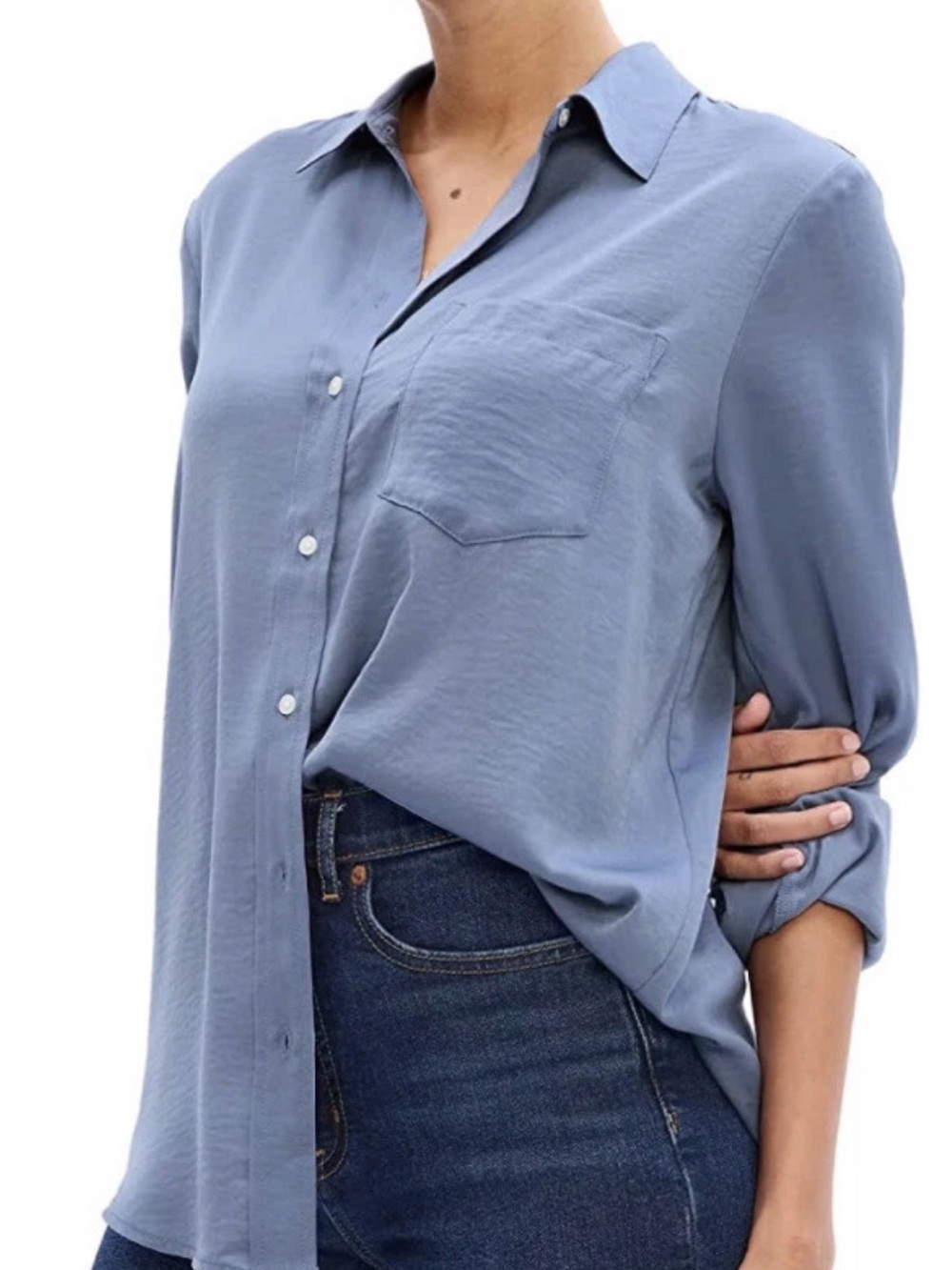 GAP Women's Slate Blue Relaxed Button-Down Shirt